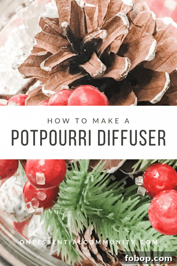 Christmas Potpourri Diffuser Ideas for Cozy Holiday Aromas 13 Pinterest image for how to make an essential oil potpourri diffuser