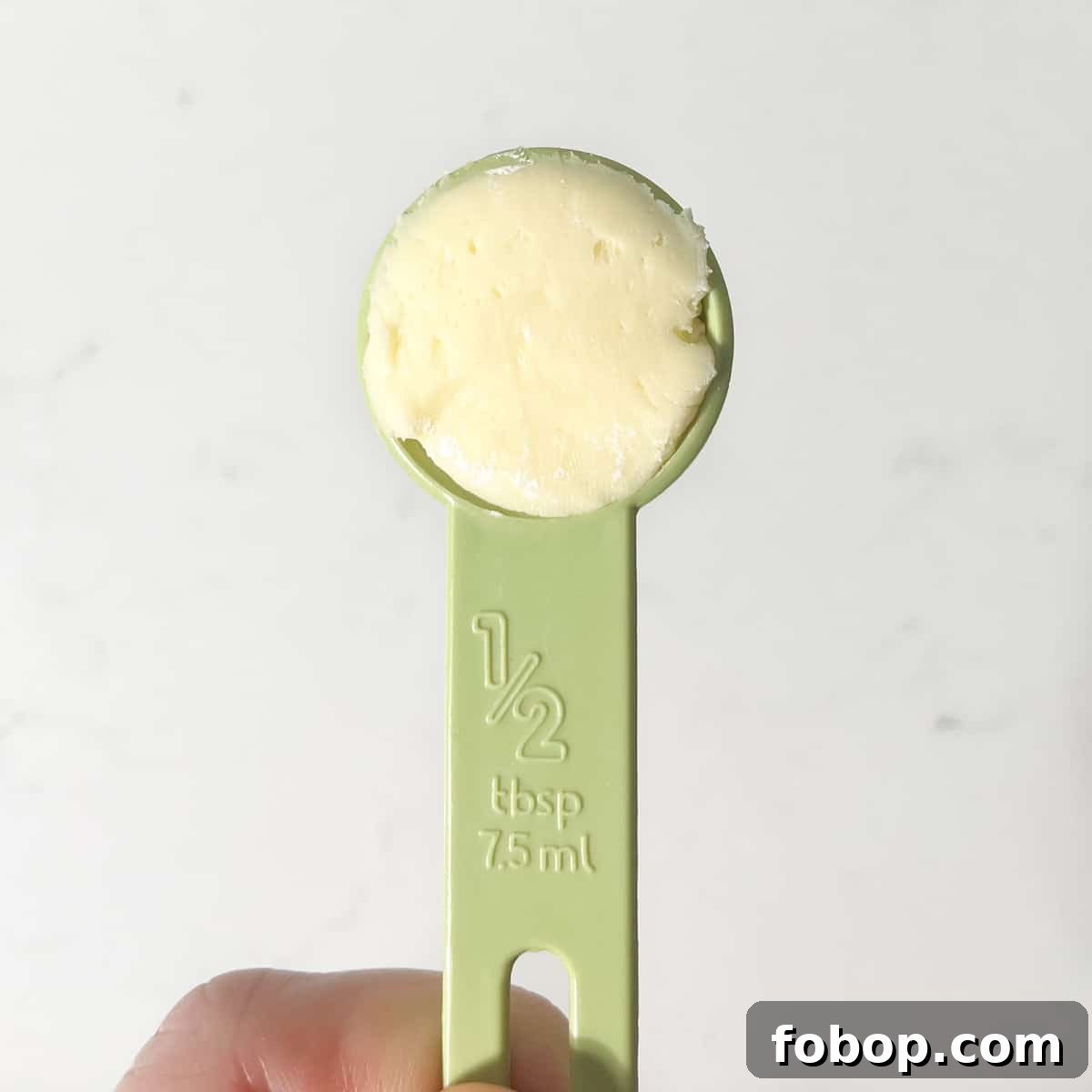 Half a tablespoon measurement with cookie dough.