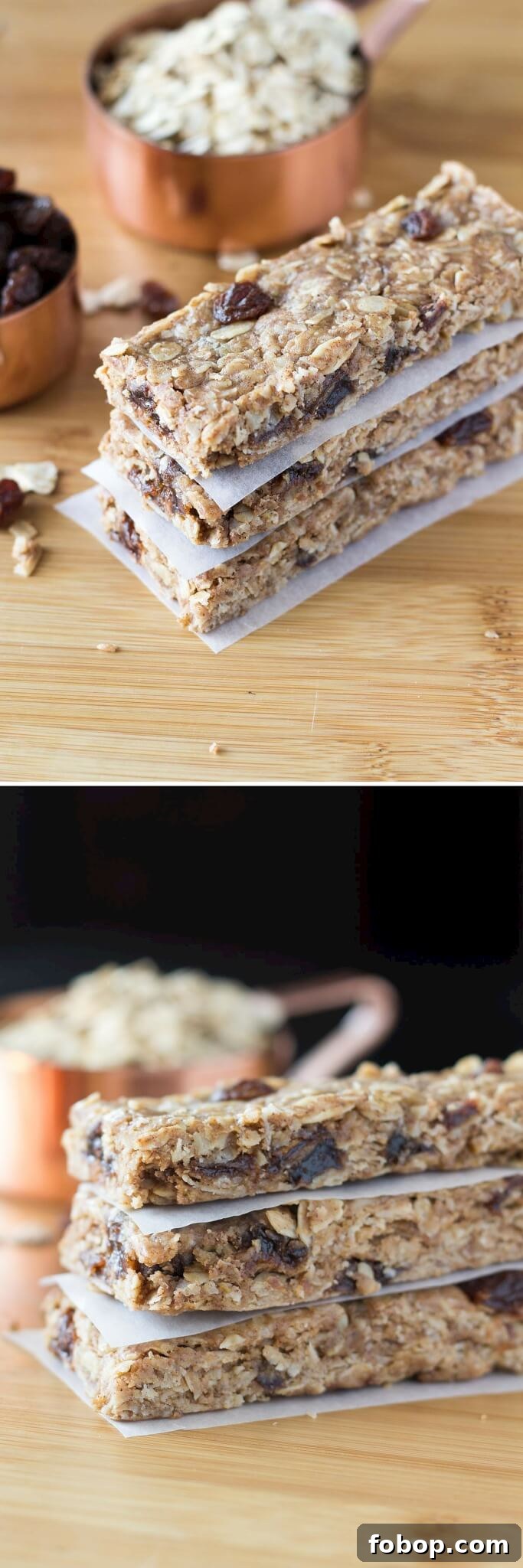 Delicious cookie flavor without having to turn on the oven. These Chewy Oatmeal Cookie Granola Bars are so easy to make, have no refined sugars & completely guilt free!