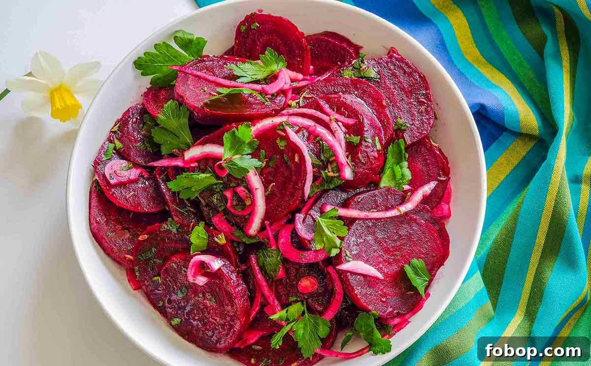 BASIC beet salad WITH ONIONS AND VINAIGRETTE
