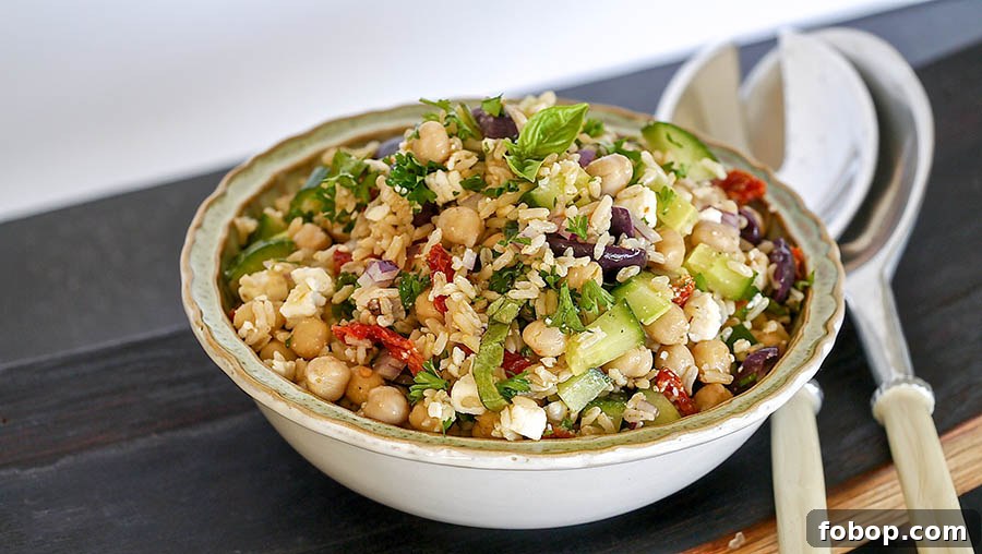 brown rice salad in a bowl, gluten free