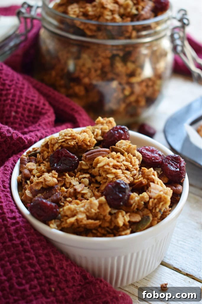 Cranberry Pecan Granola Recipe: Homemade Crunchy Breakfast Mix 17 Cranberry Pecan Granola in a bowl