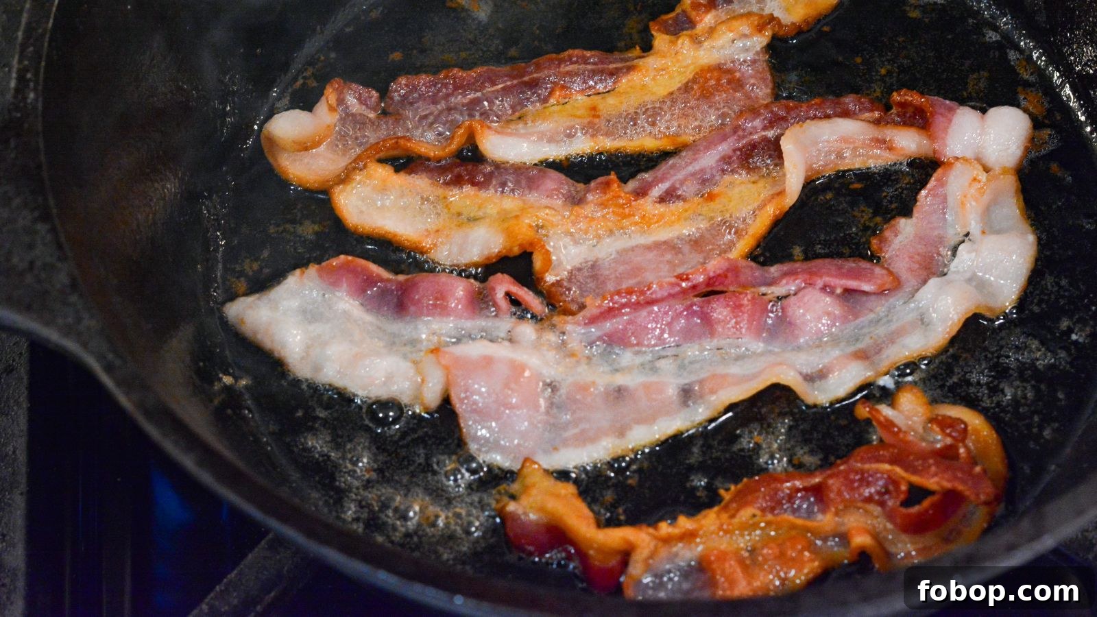 frying crispy bacon
