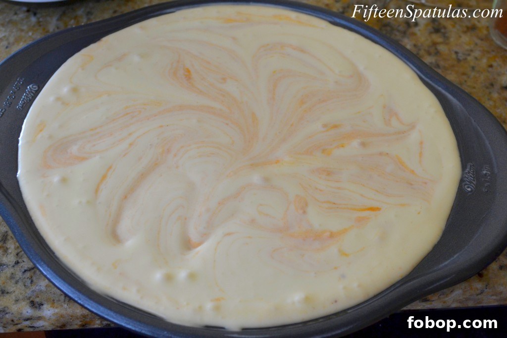 SweetPotatoCheesecake5 Sweet Potato Swirl Cheesecake - Poured Into Pan and Ready to Bake