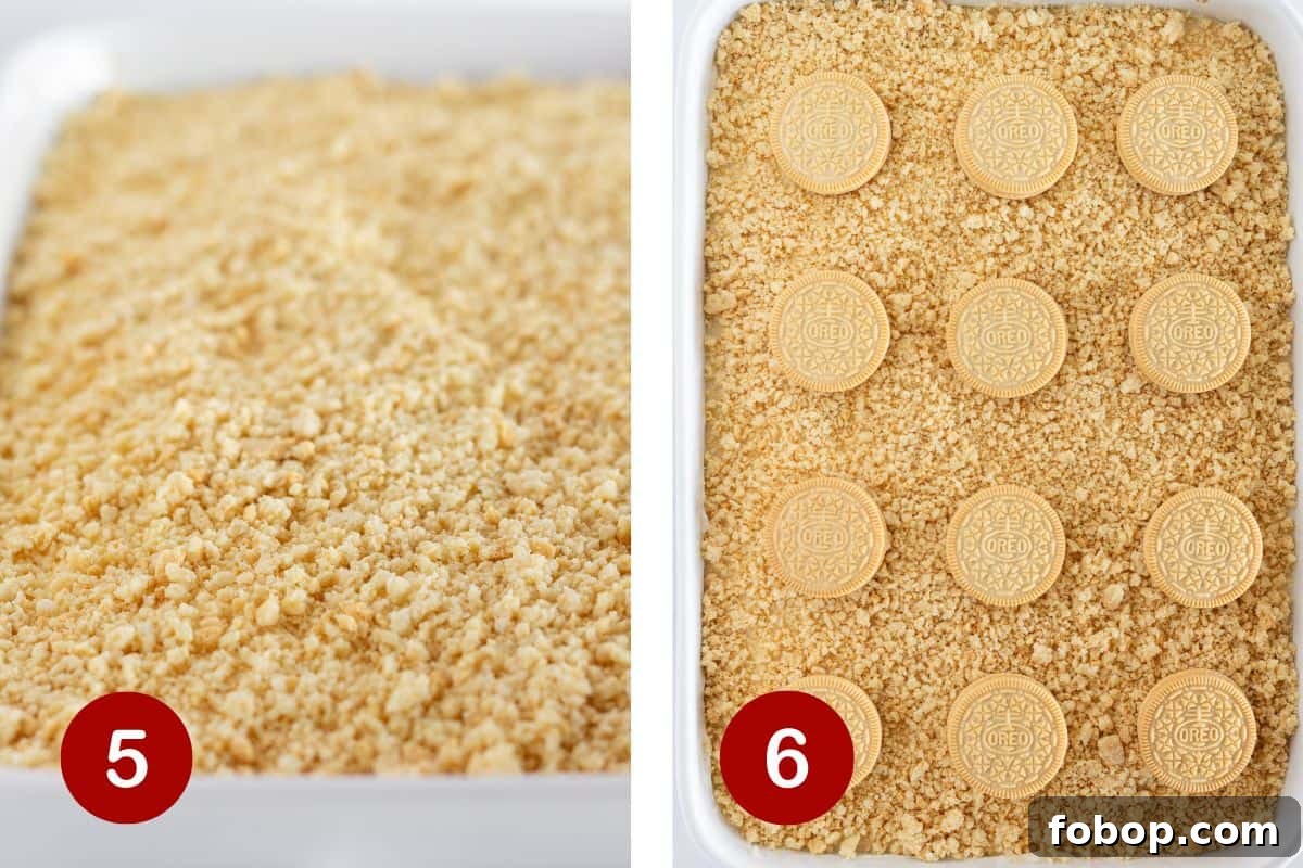 Ultimate Golden Oreo Cake Recipe: Moist, Crunchy Dessert 6 Adding Golden Oreo Crumbs and whole Oreos to the top of the cake before serving.