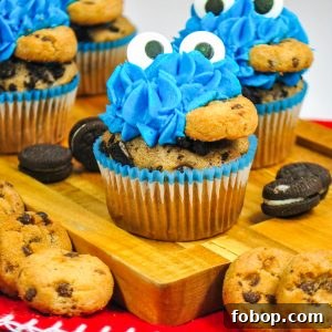 Cookie Monster Cupcakes: Fun Blue Cookie Dough Cupcake Recipe 10 cookie monster cupcake recipe