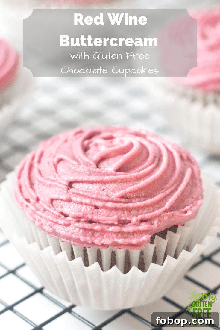 Gluten-Free Chocolate Cupcakes with Red Wine Buttercream 2 Red Wine Buttercream