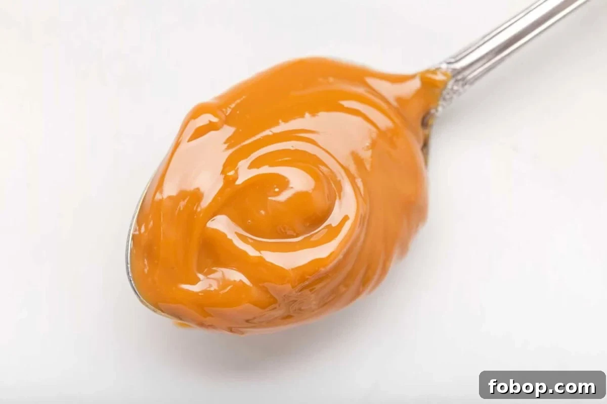 How to Make Creamy Homemade Dulce de Leche Quickly 3 a spoonful of homemade dulce de leche.