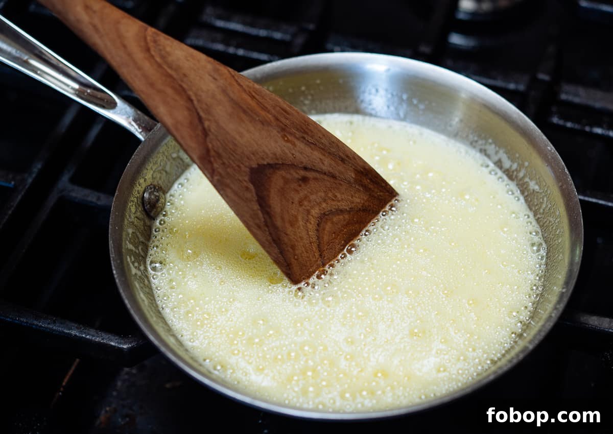 butter foam starting to subside.