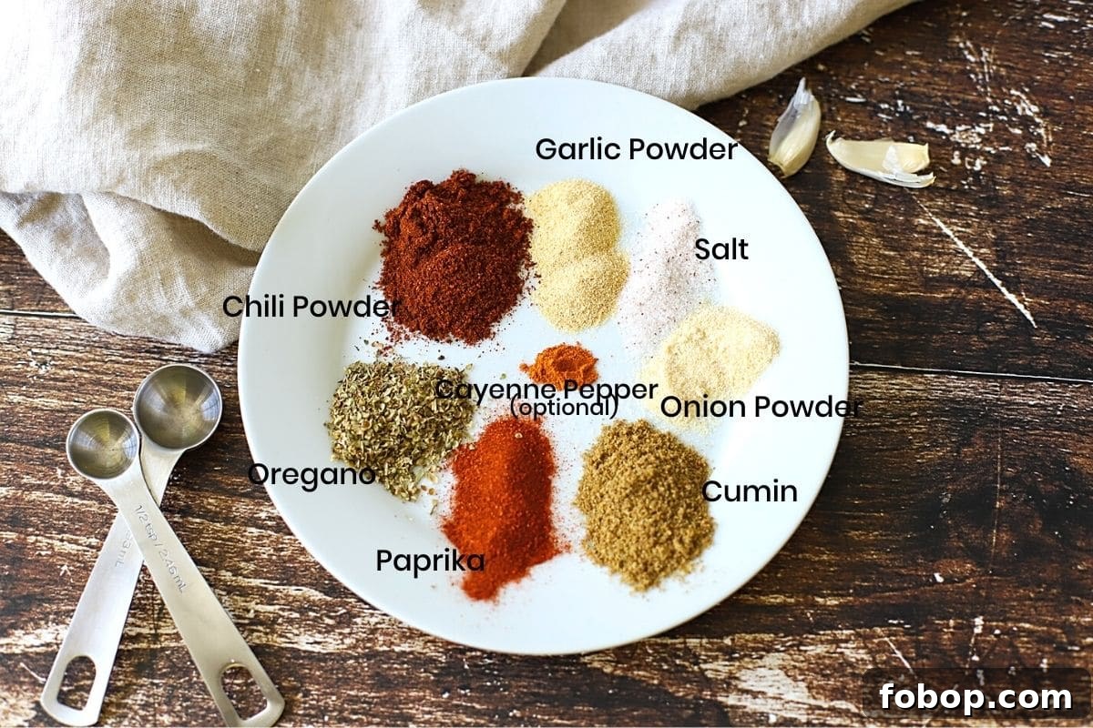 Homemade Mild Taco Seasoning Recipe for Authentic Flavor 3 Mexican spices on a plate
