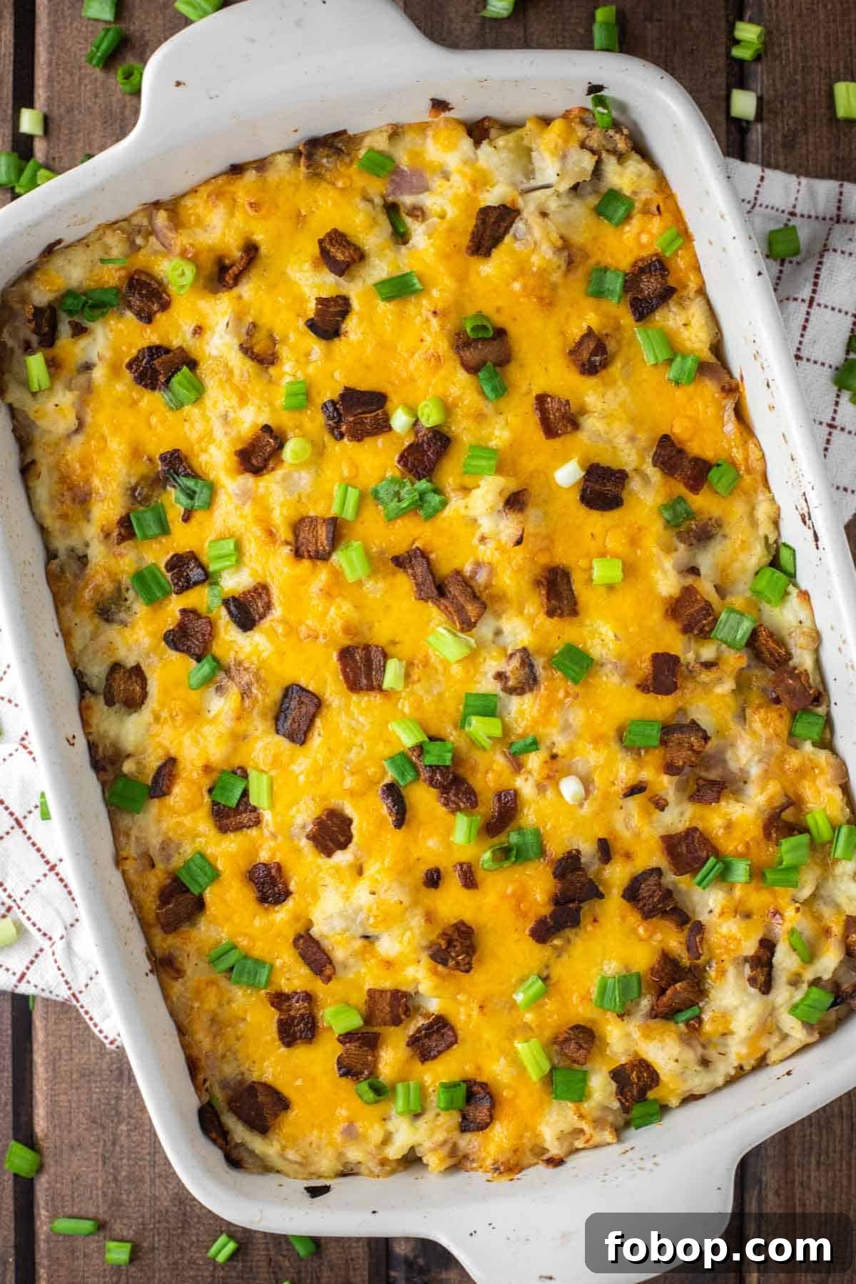 overhead shot of pierogi lasagna in dish