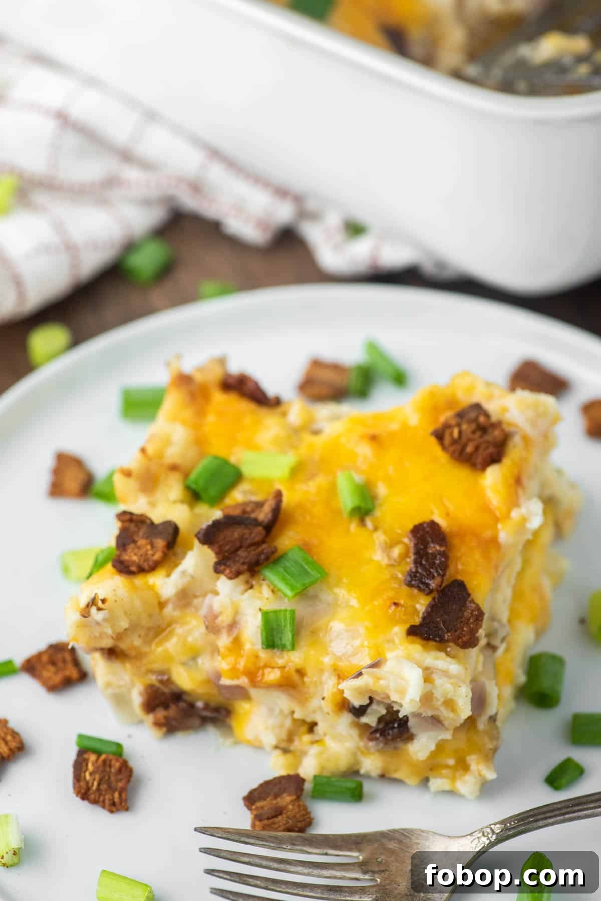 slice of pierogi lasagna on white plate