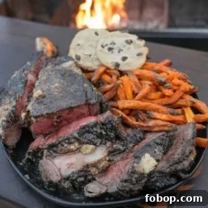 Coffee-Crusted Steak Recipe: Bold Flavor with a Perfect Seared Crust 16 The Coffee Crusted Steak is plated up with sweet potato fries and ready to enjoy.