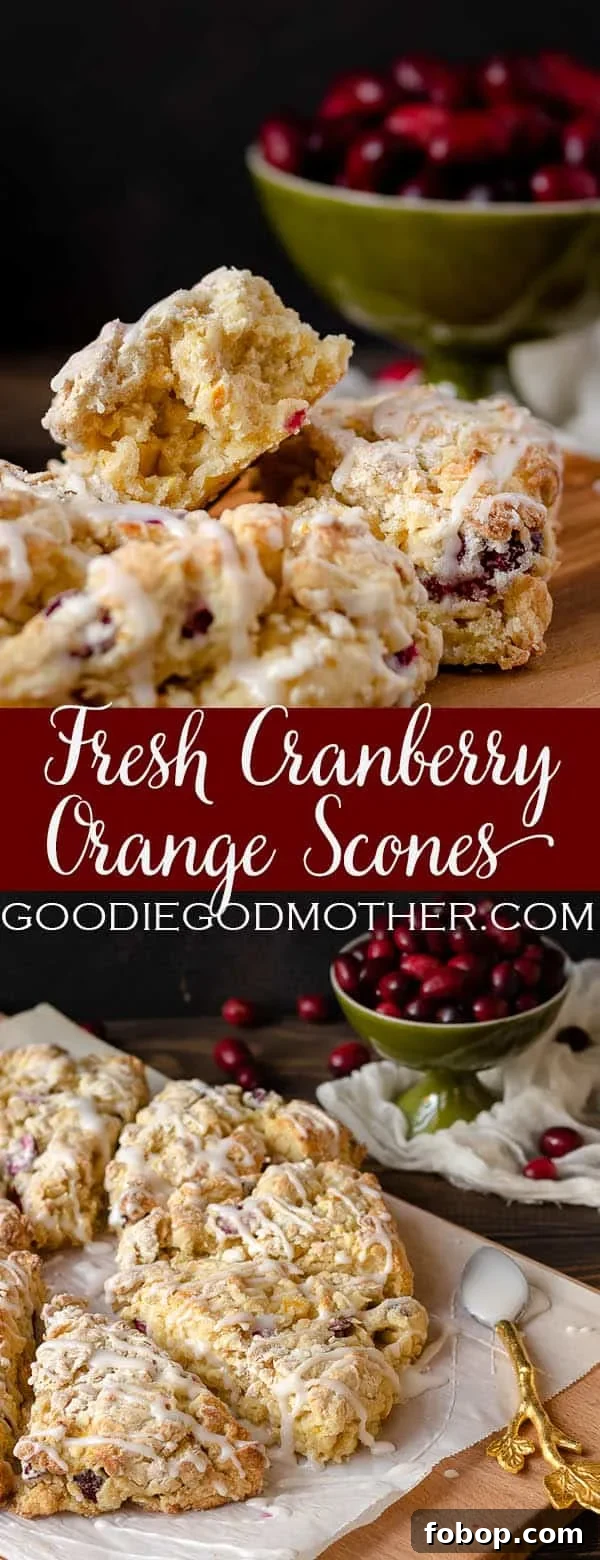 Cranberry Orange Scones with Zesty Glaze 9 Keep winter breakfast bright with these flavorful fresh cranberry orange scones! Make the dough ahead and freeze, or mix and bake in under an hour. This easy buttermilk scone recipe is a great way to use fresh cranberries! * Recipe on GoodieGodmother.com