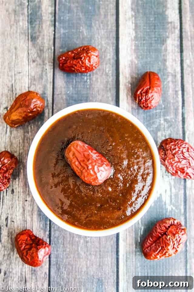 Jujube Date Jam - made from dried jujube dates, this jam has a deep rich flavor - used in Chinese New Year sticky rice cake
