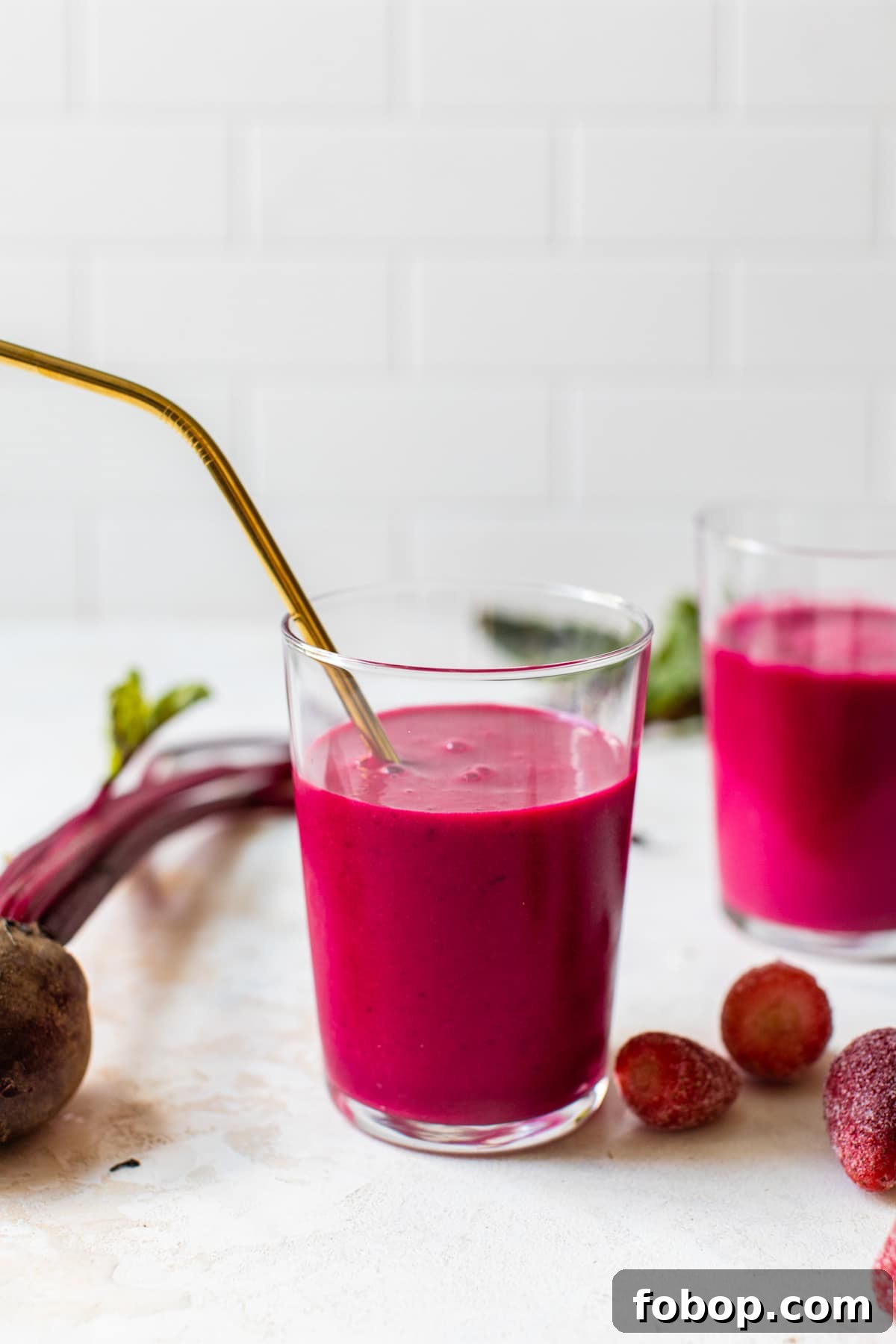 pink smoothie in a glass