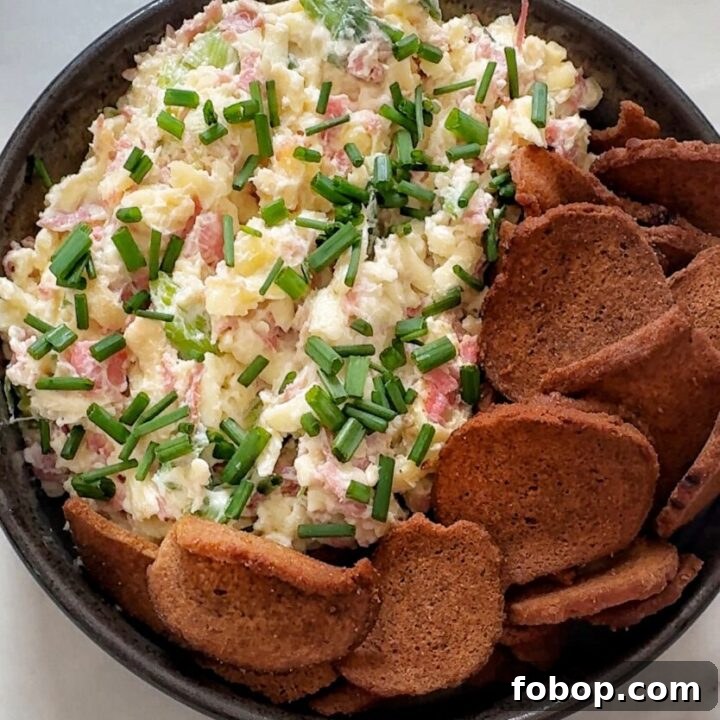 Cheese and corned beef spread with rye chips