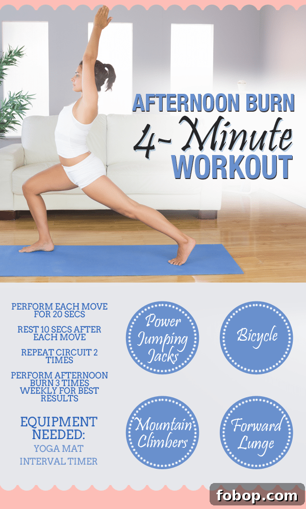 6 Fat-Burning Workouts You Can Do in 4 Minutes Each 6 Afternoon Burn - 4 Minute Workout