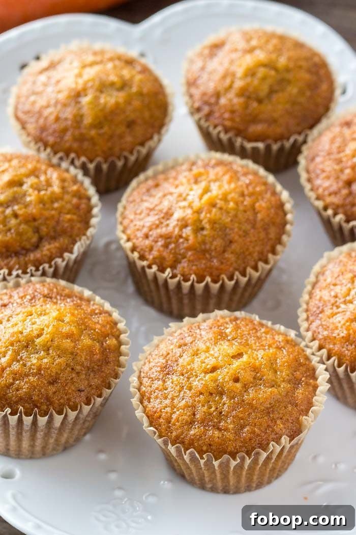 unfrosted carrot cake cupcakes on white plate