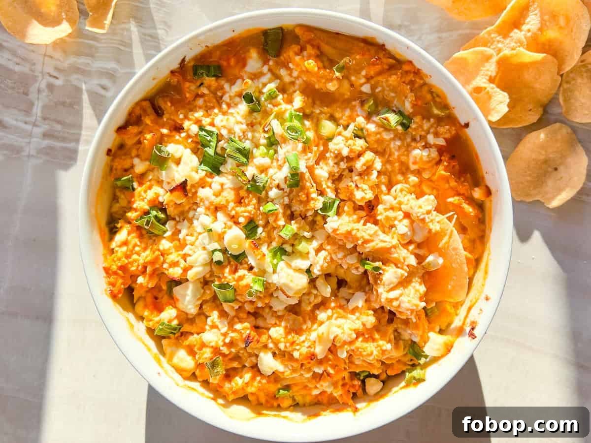 High Protein Cottage Cheese Buffalo Chicken Dip