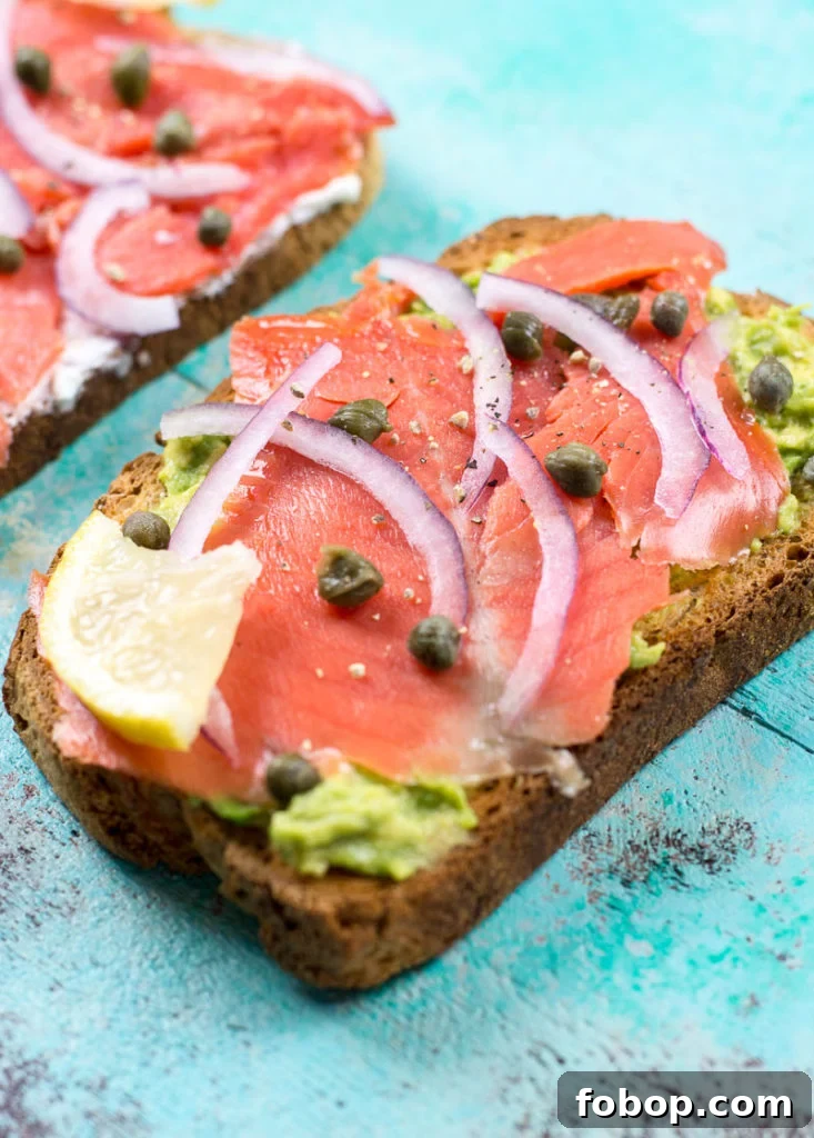 Smoked Salmon Toast Recipes: Quick Gourmet Open-Faced Sandwich Ideas 7 Smoked salmon toast served