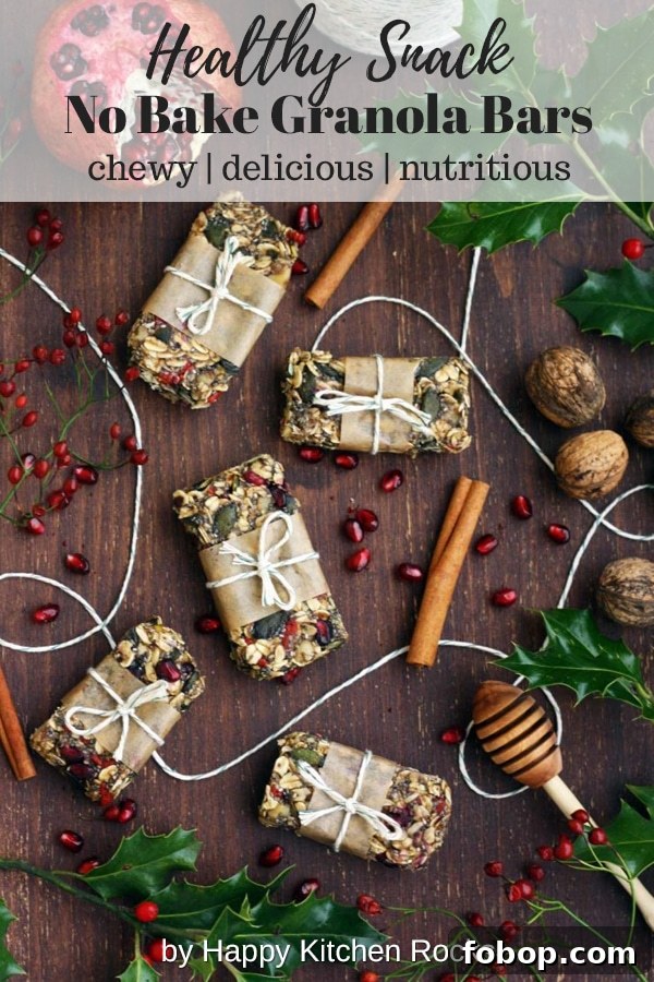 Healthy Chewy No Bake Granola Bars Beautiful Composition with Text Overlay