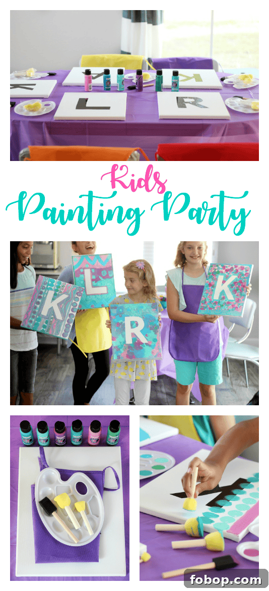 Kids' Painting Party Ideas for a Creative Birthday Celebration 2 Children at a painting party holding up canvases