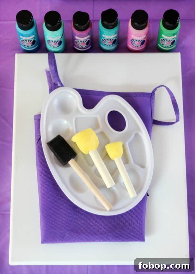 Kids' Painting Party Ideas for a Creative Birthday Celebration 6 Aprons and paint supplies ready for kids