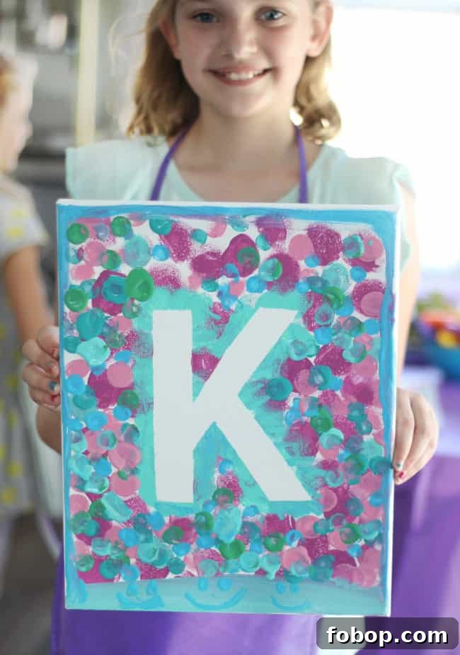 Kids' Painting Party Ideas for a Creative Birthday Celebration 10 Close-up of completed canvas art from a kids’ painting party