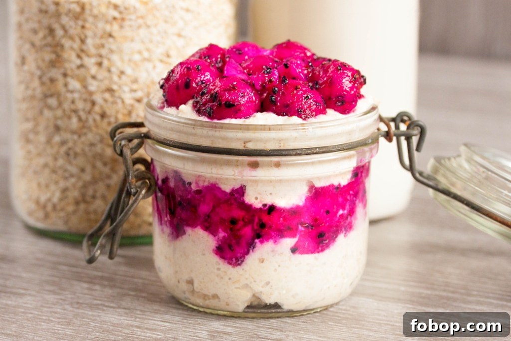 Dragon Fruit and Date Overnight Oats Bowl for Vibrant Mornings 2 Overnight Oats with Dragonfruit and Dates