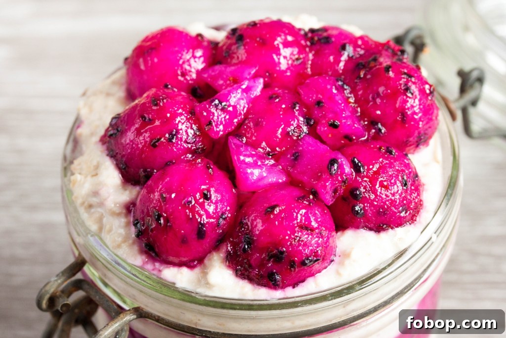 Dragon Fruit and Date Overnight Oats Bowl for Vibrant Mornings 4 Overnight Oats with Dragonfruit and Dates
