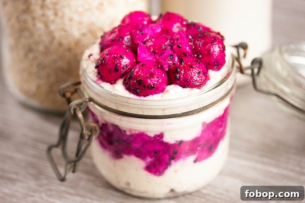 Dragon Fruit and Date Overnight Oats Bowl for Vibrant Mornings 5 Overnight Oats with Dragonfruit and Dates