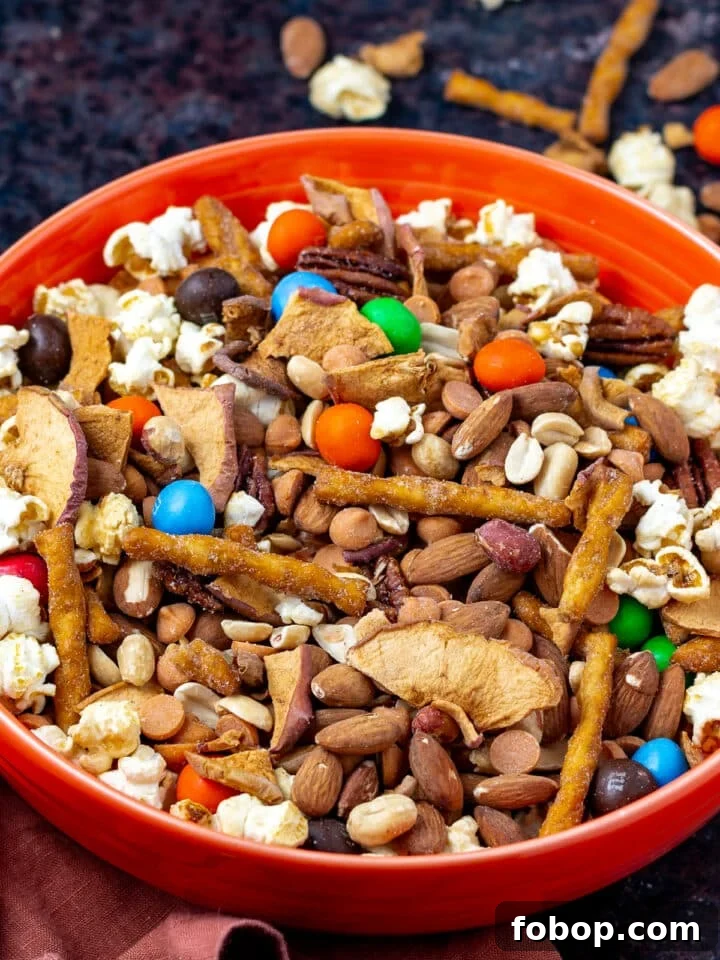 large bowl full of caramel apple snack mix