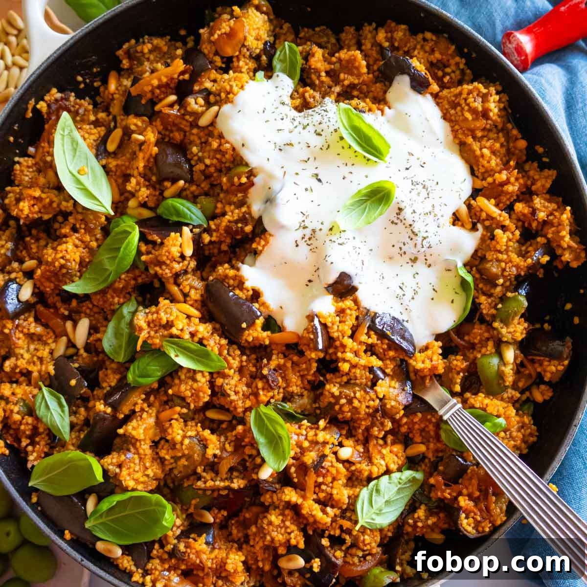 30 Delicious Eggplant Recipes for Every Meal 11 Mediterranean couscous salad with caponata-inspired vegetables, perfect for a healthy summer lunch or plant-based meal prep.