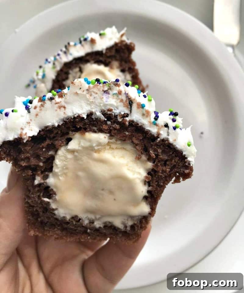 Ice Cream Filled Cupcakes