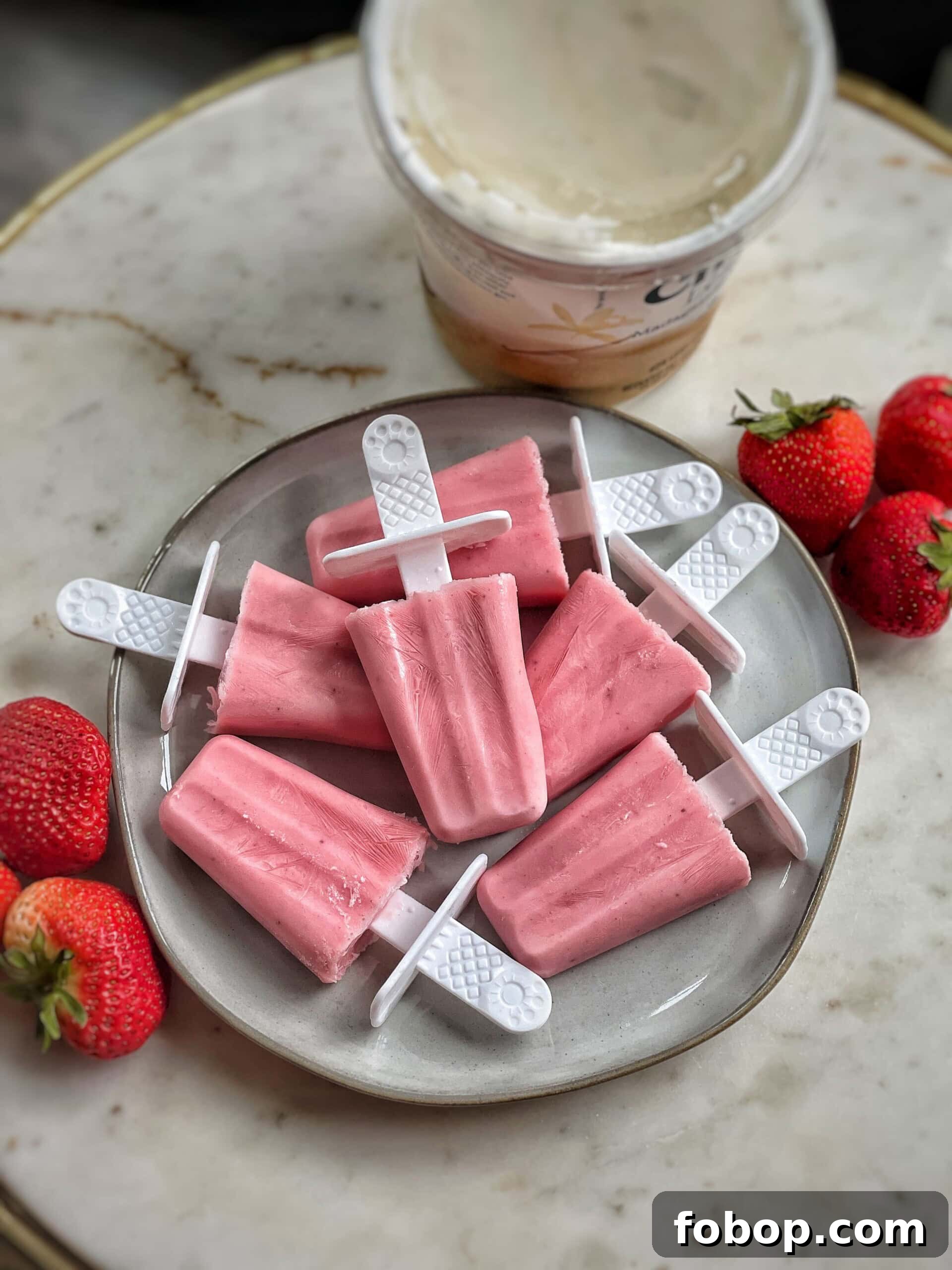 Served strawberry pops