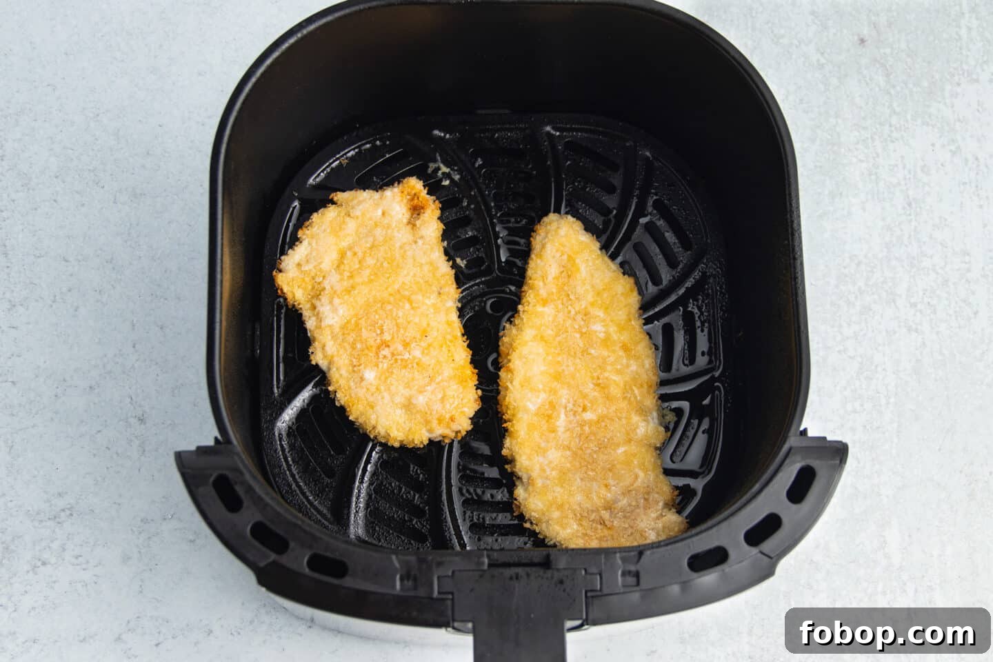 This is a picture of a chicken cutlets cooked in the air fryer.