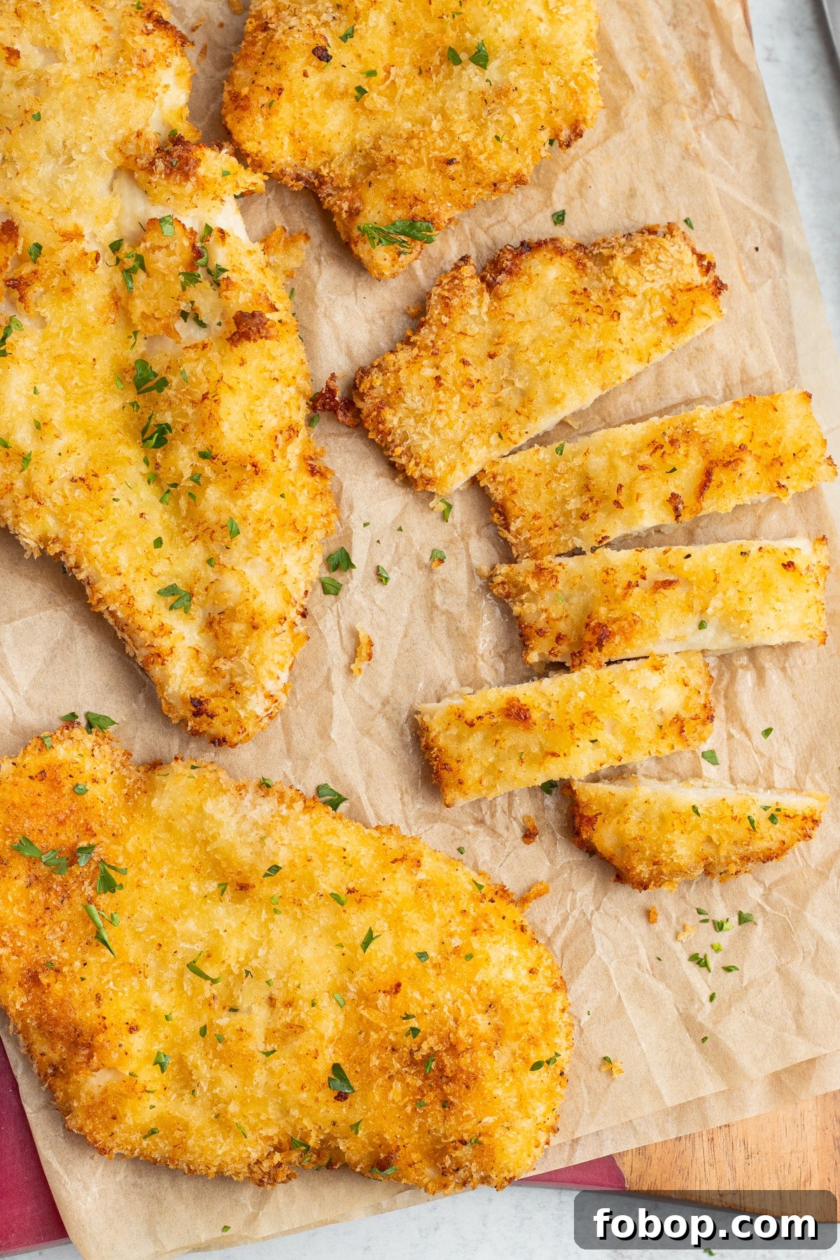 This is a picture of a sliced chicken cutlets.