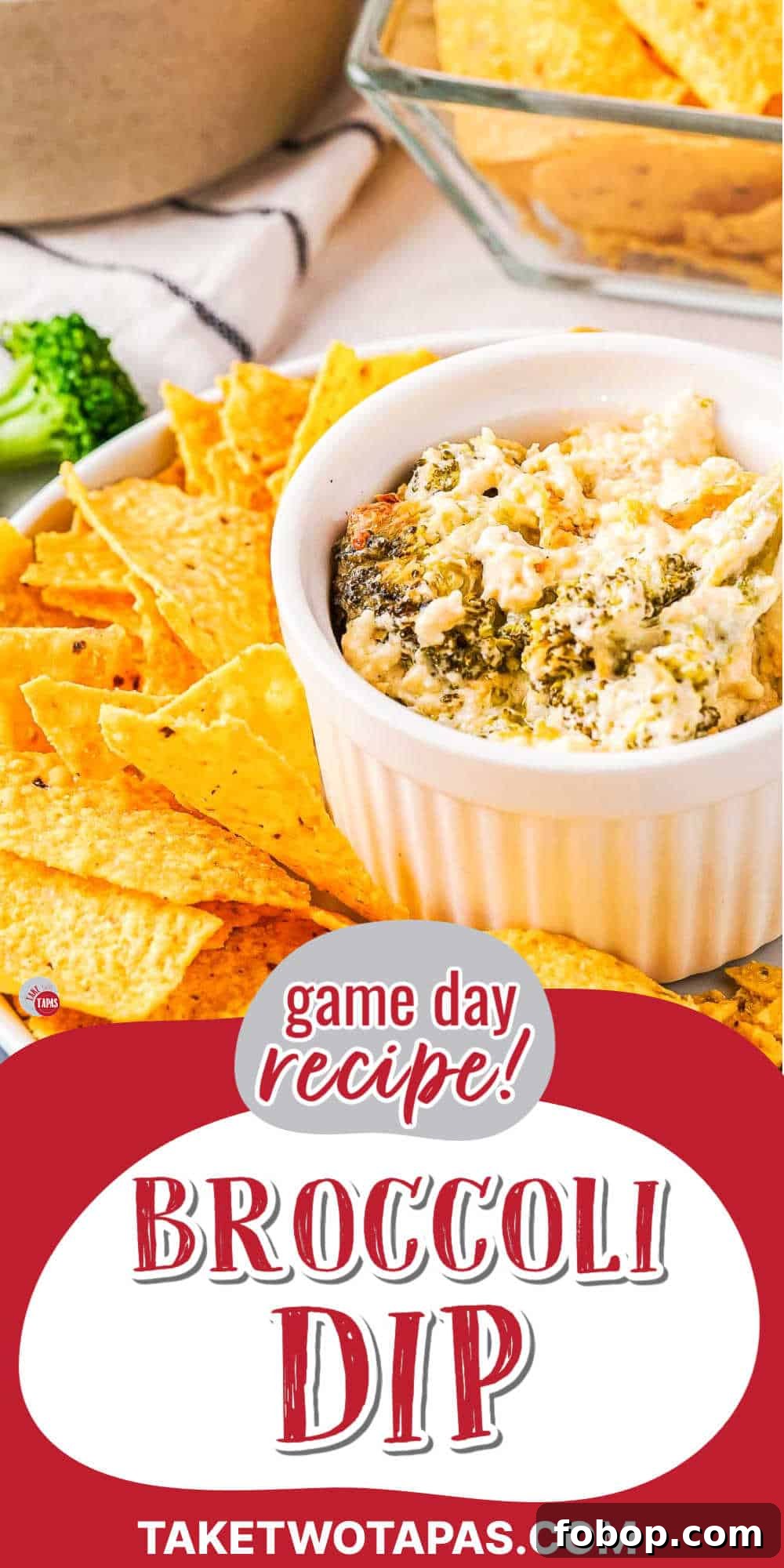 Creamy Broccoli Dip Recipe for Parties and Appetizers 12 cheesy broccoli dip with red banner and white text