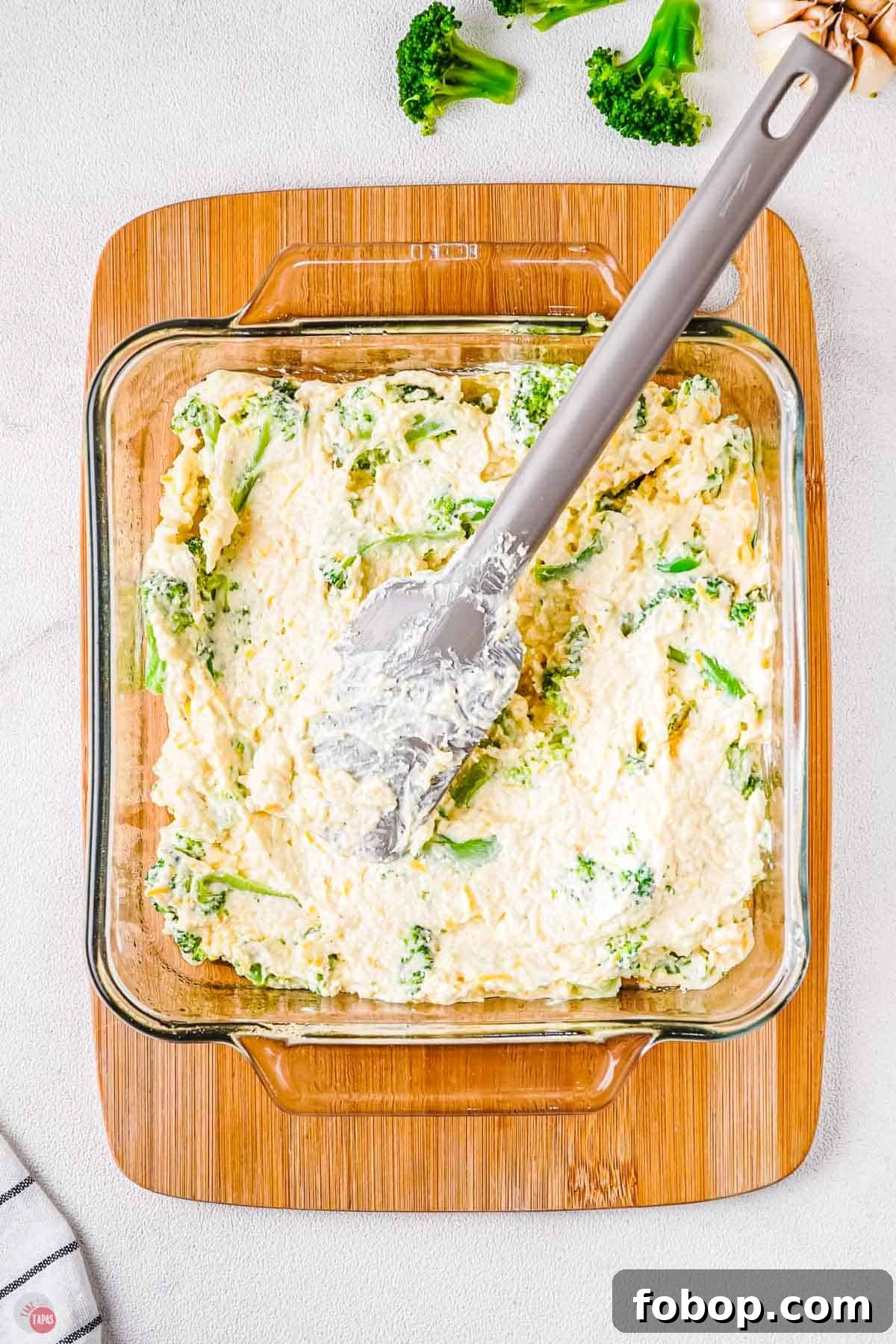Creamy Broccoli Dip Recipe for Parties and Appetizers 7 spoon mixture for broccoli cream cheese dip