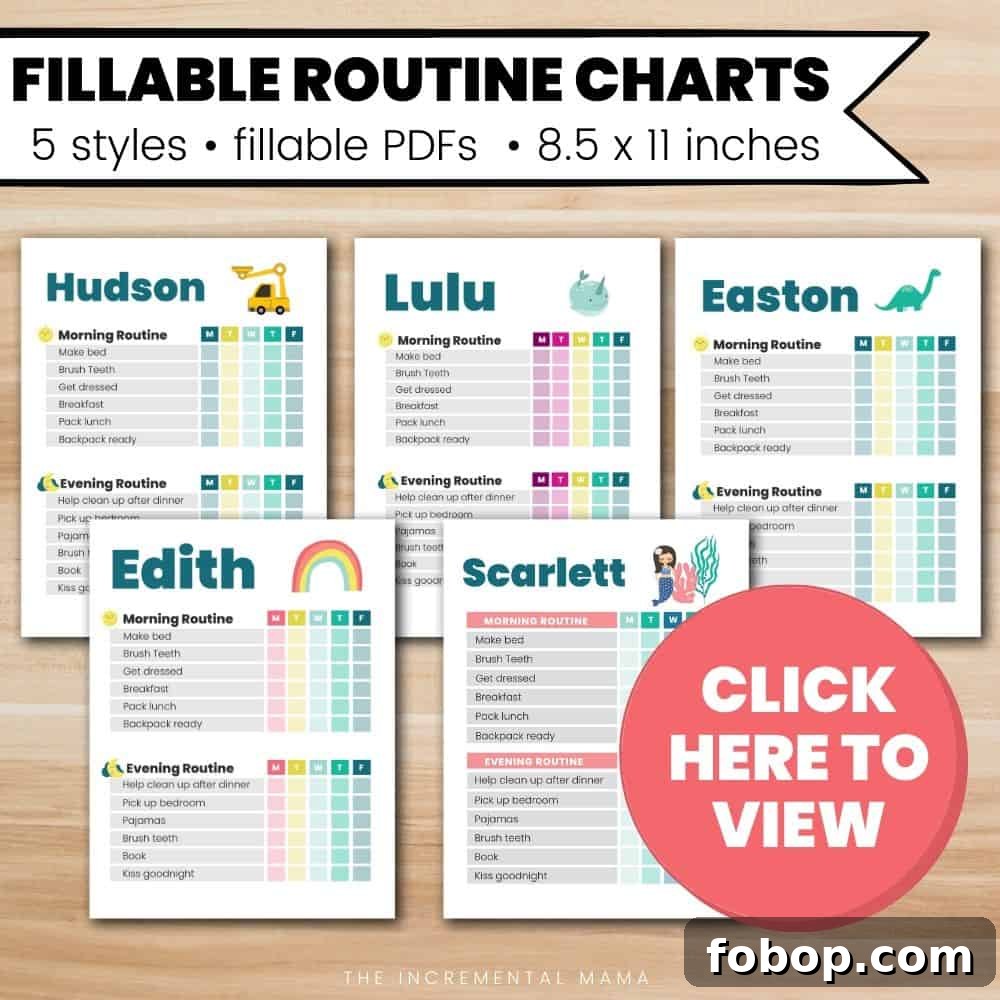 personalized morning & evening routine charts for kids
