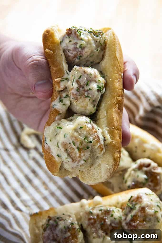 chicken alfredo meatball subs recipe