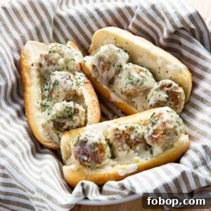 chicken alfredo meatball subs
