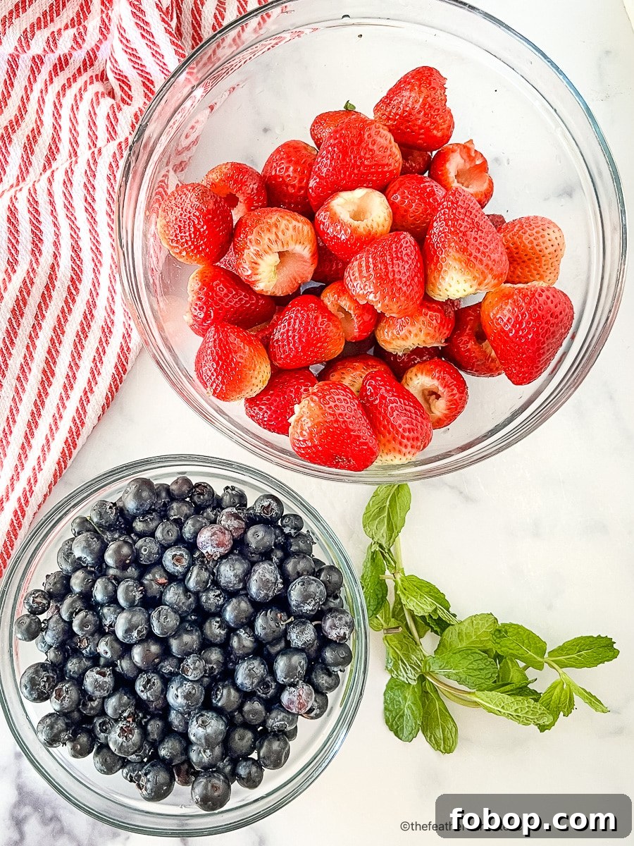 Fresh Blueberry and Strawberry Summer Salad Recipe 3 Bowls of blueberries and strawberries for an easy fruit salad.