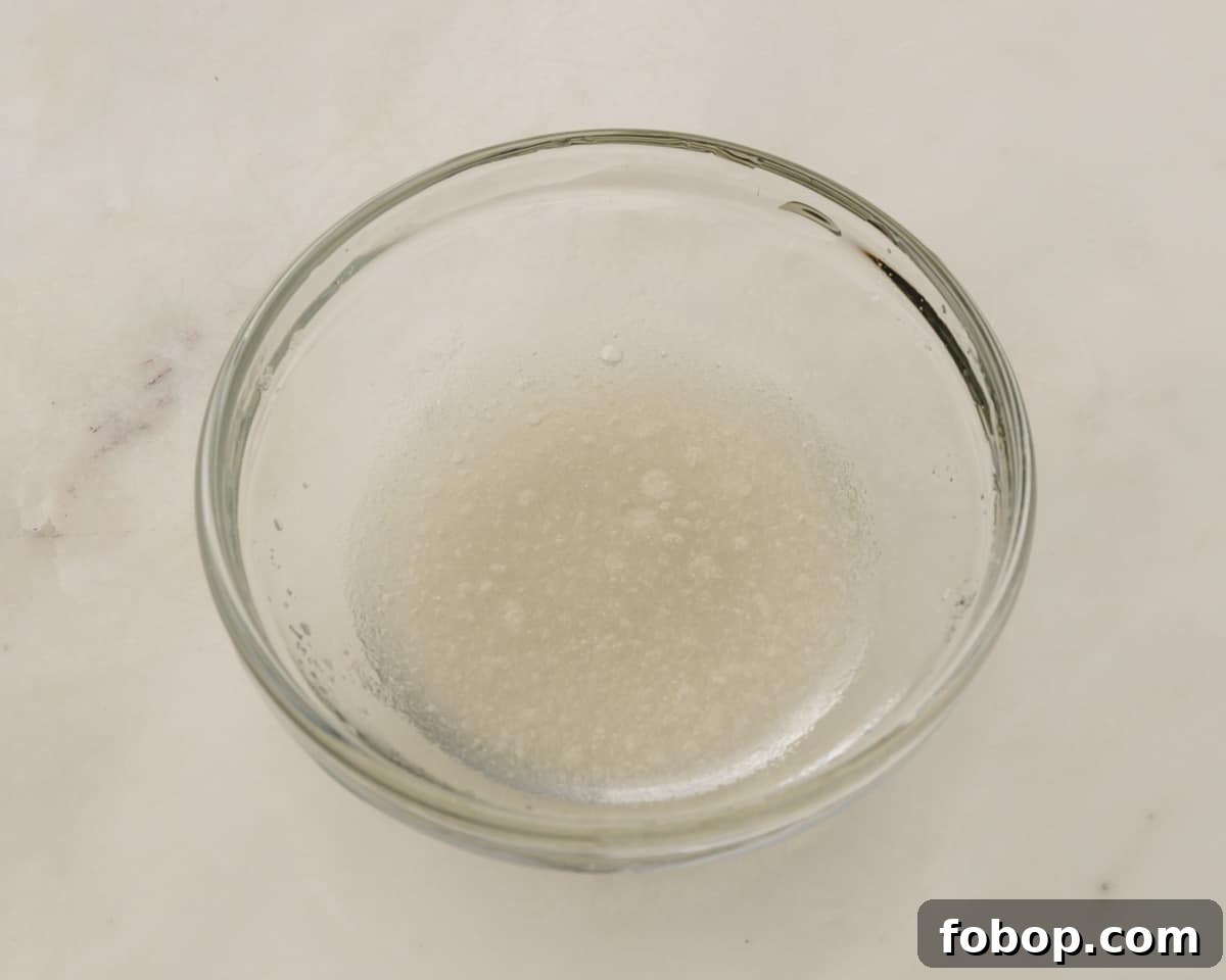 A bowl of blooming gelatin.