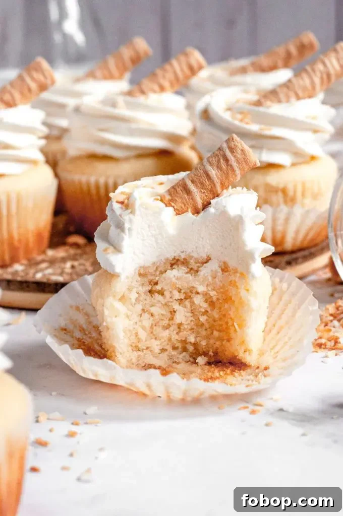 Coconut cupcakes with toasted coconut
