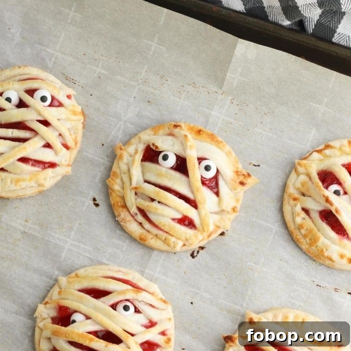 baked mummy Halloween hand pies 