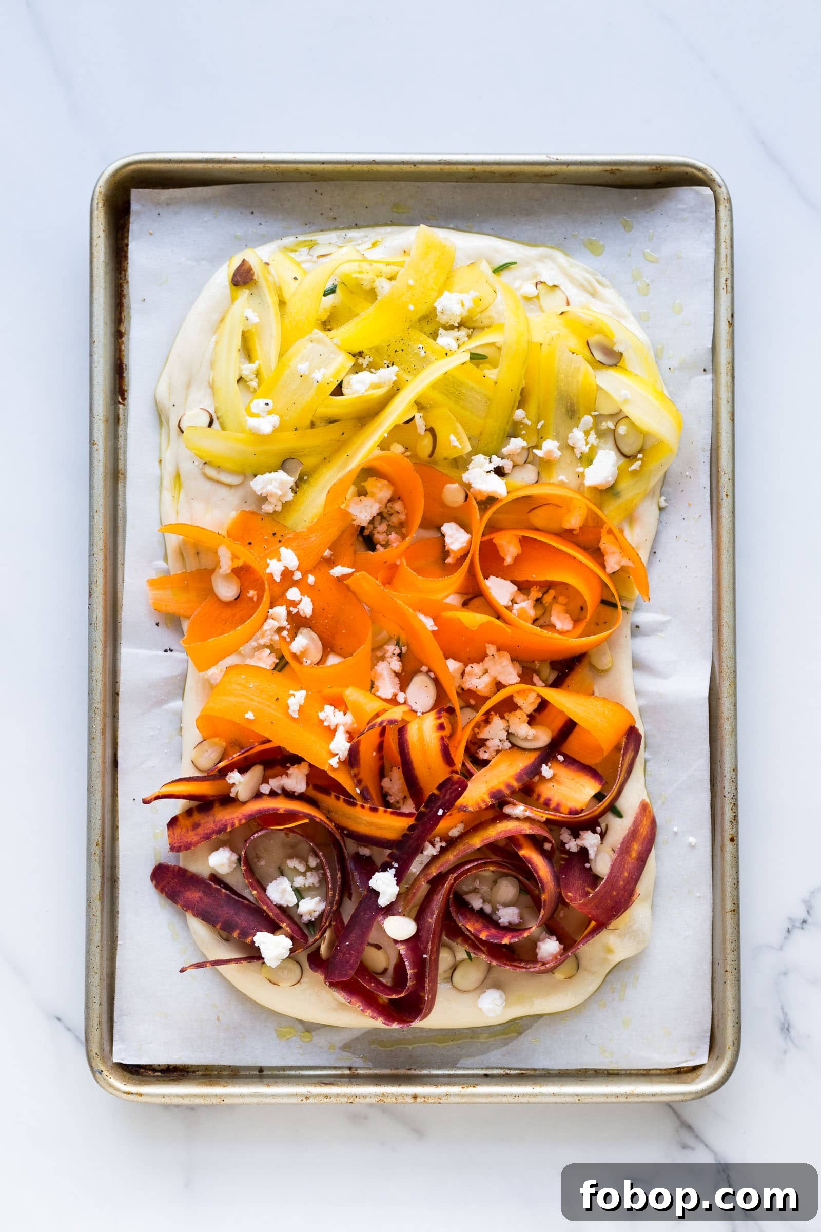 carrot focaccia before baking