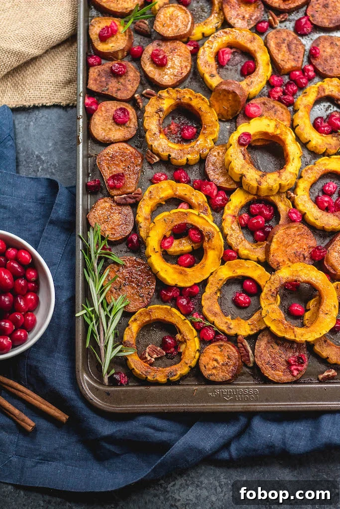 Roasted delicata squash and sweet potatoes with cranberries Roasted delicata squash and sweet potatoes with cranberries