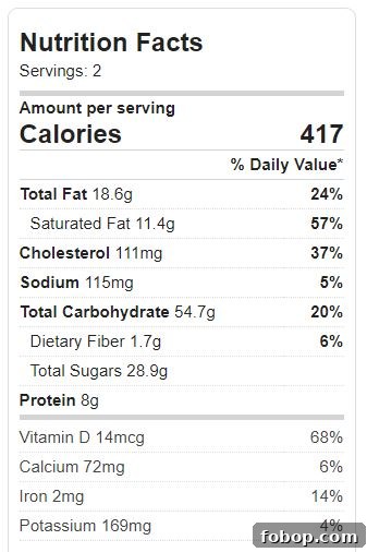 Chocolate Chip Skillet Cookie Nutrition
